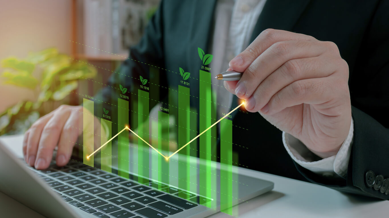 Business consultant guiding a team toward sustainable growth strategies
