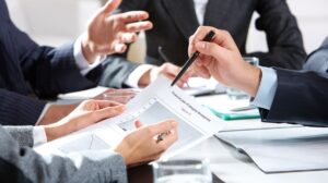 Business consultant presenting strategy plan