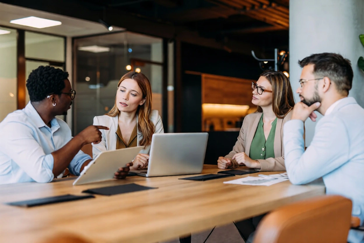 Professional executive business coaching session helping a leader enhance leadership skills and team performance