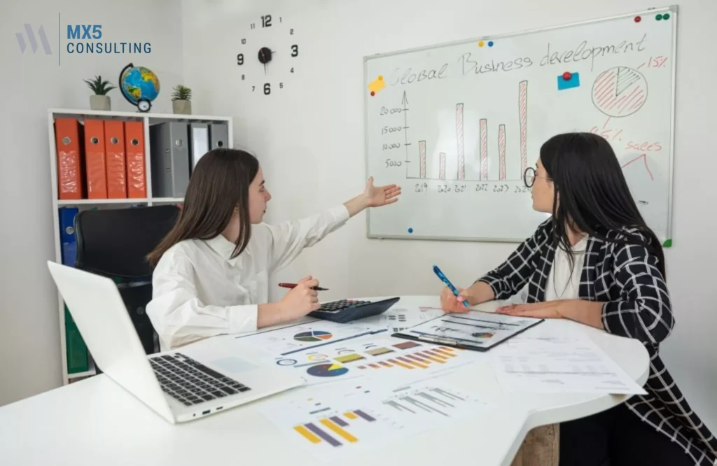 Executive leader participating in Customized 1:1 Coaching session with Mx5 Consulting to improve leadership and strategic decision-making