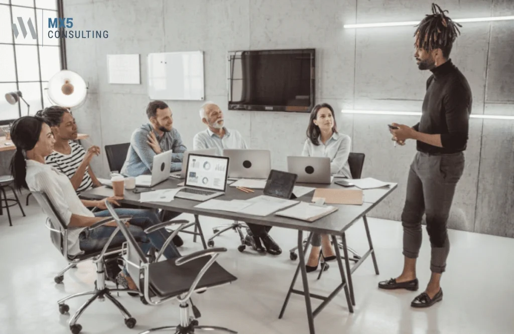 Executive team engaged in strategic planning facilitation consulting session Title: Strategic Planning Facilitation in Action